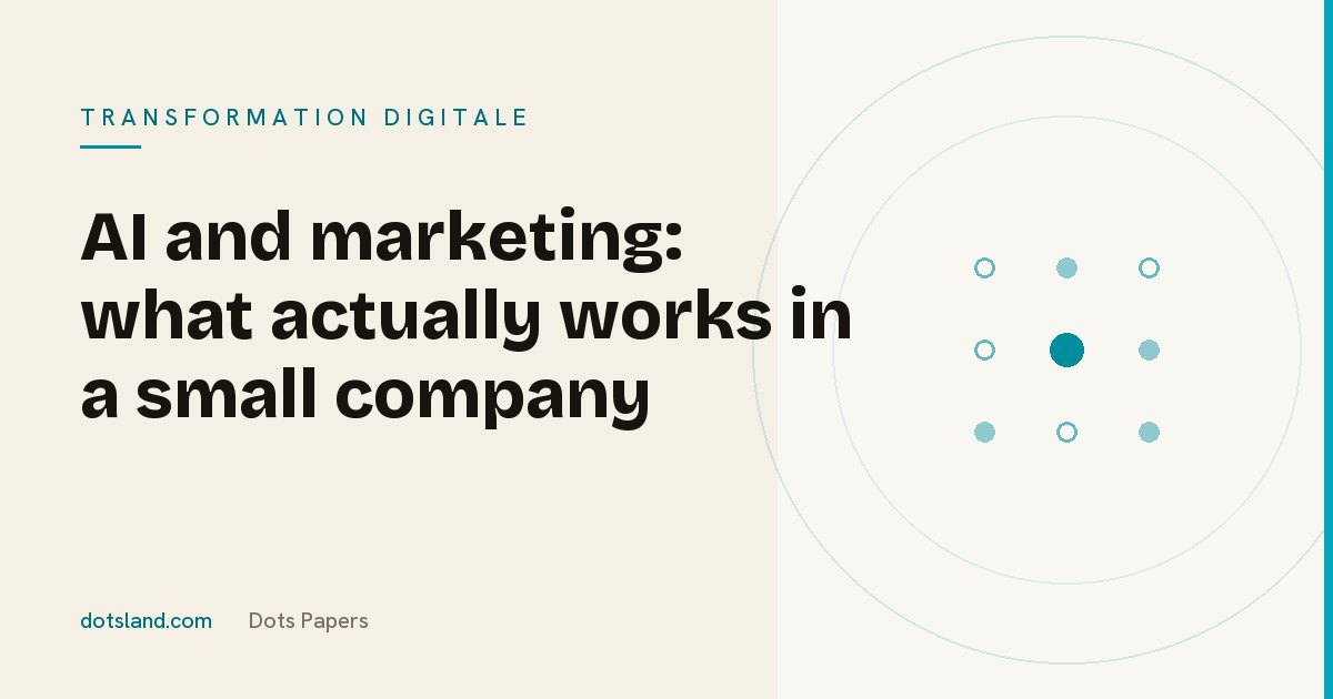 Dots Papers cover for the article on artificial intelligence in a small company's marketing