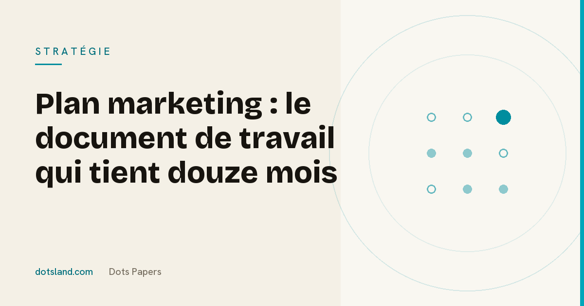 Couverture Dots Papers de l'article sur la rédaction d'un plan marketing qui tient douze mois