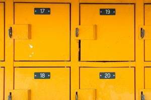 yellow locker cabinet