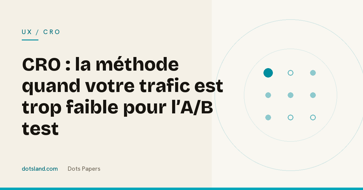 Couverture Dots Papers de l'article sur la méthode CRO adaptée aux sites à faible trafic