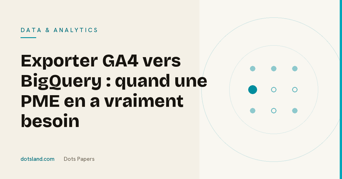 Couverture Dots Papers de l'article sur l'export des données GA4 vers BigQuery et ses cas d'usage réels