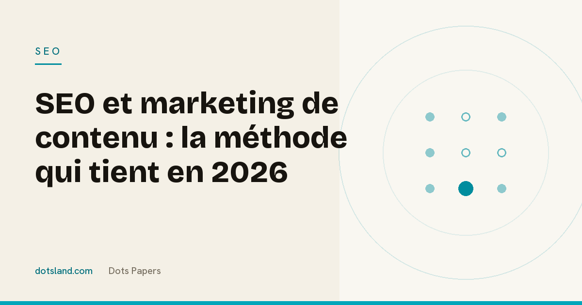 Couverture Dots Papers de l'article sur la méthode SEO et contenu à l'heure des résumés générés par IA