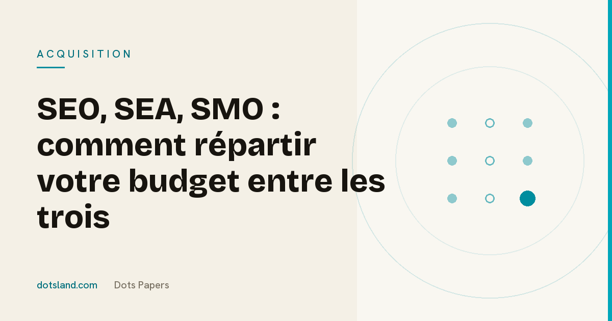 Couverture Dots Papers de l'article sur l'arbitrage budgétaire entre référencement naturel, payant et social