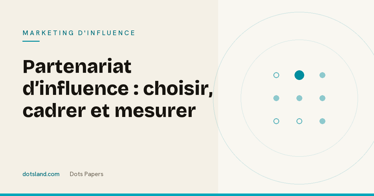 Couverture Dots Papers de l'article sur le choix, le cadrage contractuel et la mesure d'un partenariat d'influence