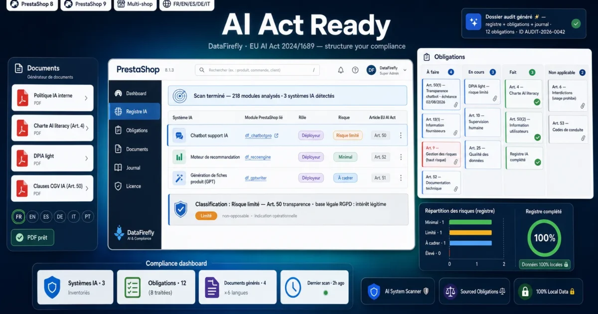 Visual of the AI Act Ready module for PrestaShop 8