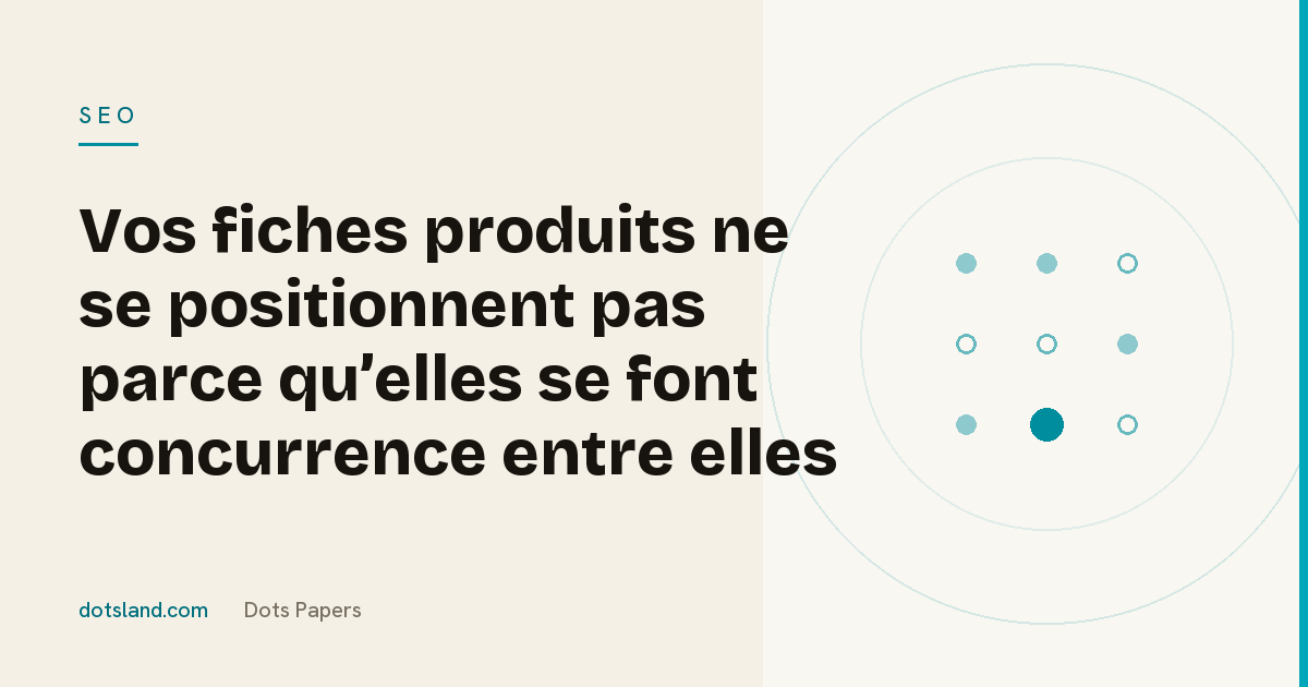Couverture Dots Papers de l'article sur la concurrence interne entre fiches produits, pages de catégorie et annonces marketplace