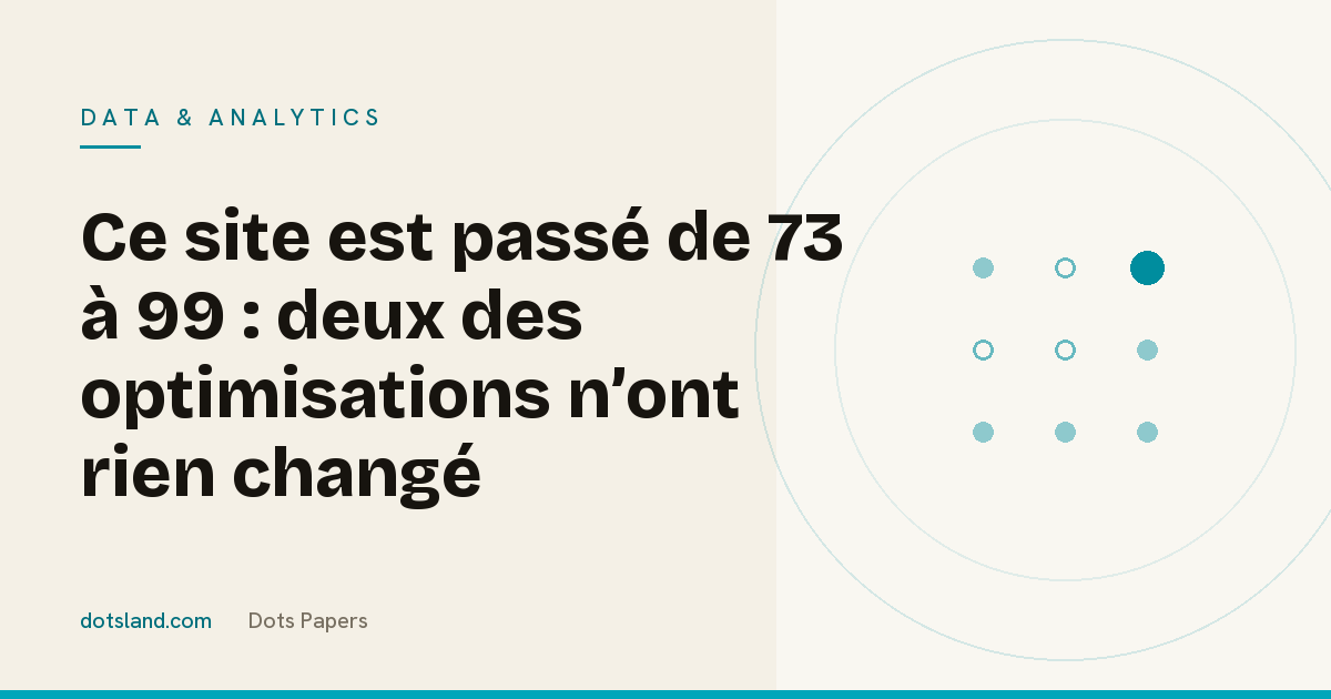 Couverture Dots Paper de l'article sur les optimisations de performance web qui n'améliorent rien, illustrée par le titre sur fond crème
