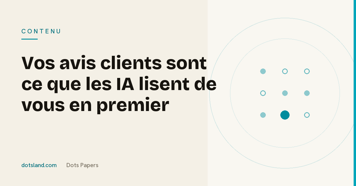 Couverture Dots Papers de l'article sur les avis clients lus et cités par les IA