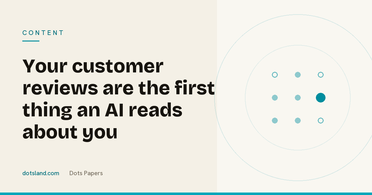 Dots Papers cover for the article on customer reviews read and cited by AI assistants