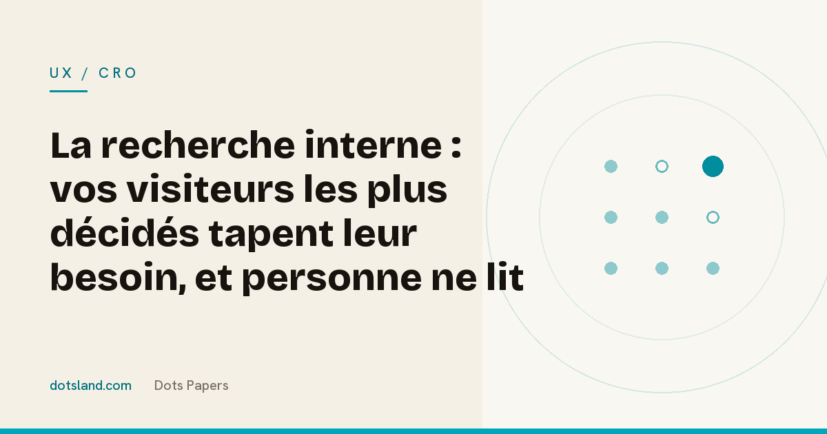 Couverture Dots Papers de l'article sur la recherche interne d'un site marchand