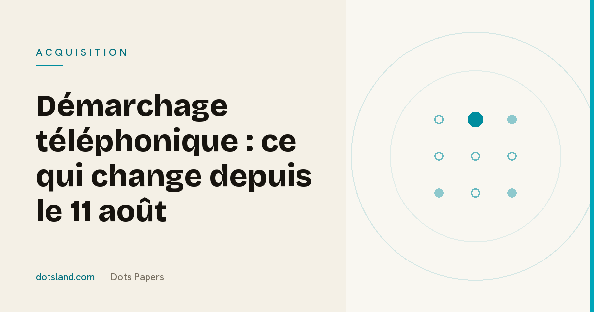 Couverture Dots Papers de l'article sur le démarchage téléphonique et le consentement préalable depuis le 11 août 2026