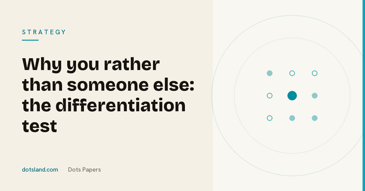 Dots Papers cover for the article on testing whether a business is really differentiated from its competitors, Strategy section