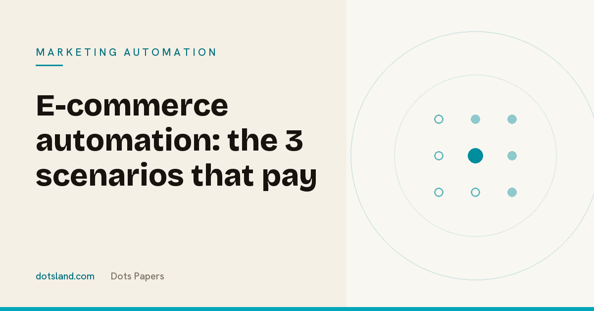 Dots Papers cover for the article on the three e-commerce marketing automation scenarios that pay, Marketing Automation section