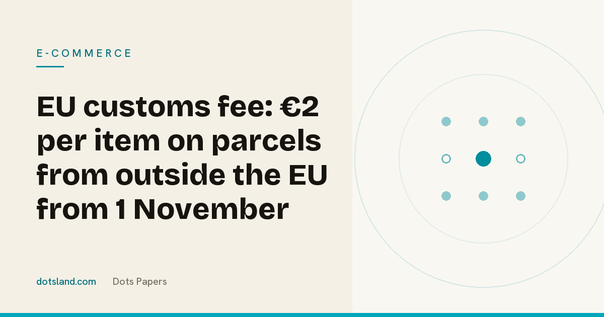 Dots Papers cover for the article on the EU customs handling fee of 2 euros per item from 1 November 2026