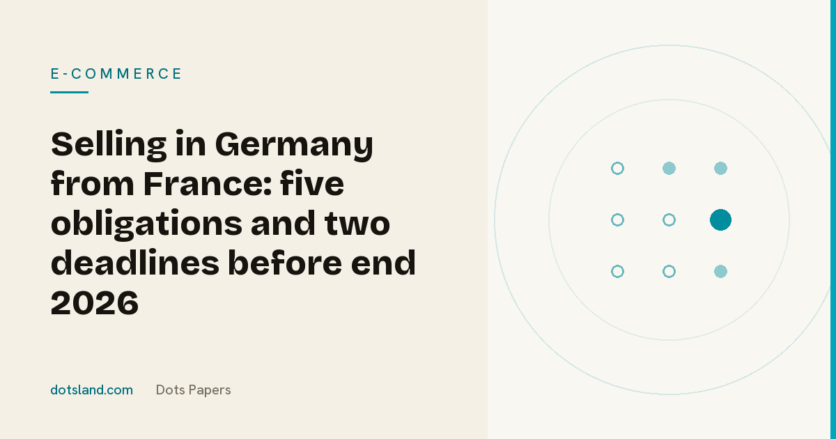 Dots Papers cover for the article on the obligations for selling in Germany from France