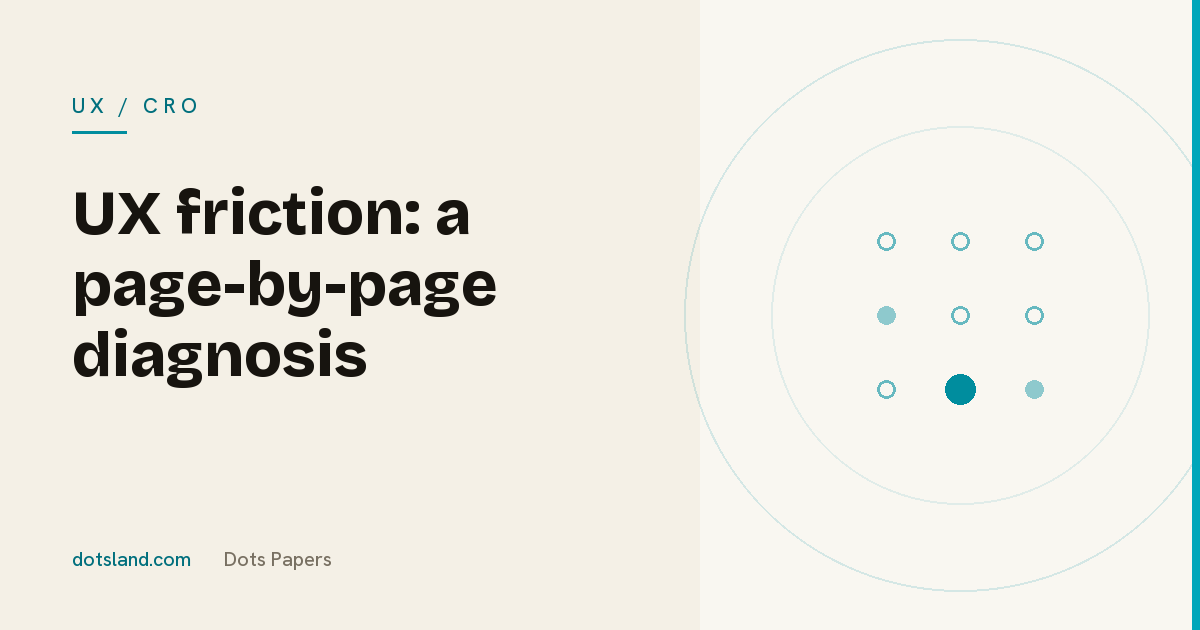 Dots Papers cover for the article on diagnosing UX friction page by page, UX / CRO section