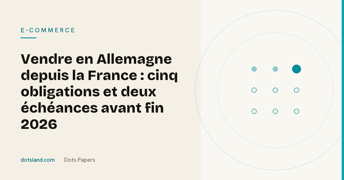 Couverture Dots Papers de l'article sur les obligations pour vendre en Allemagne depuis la France